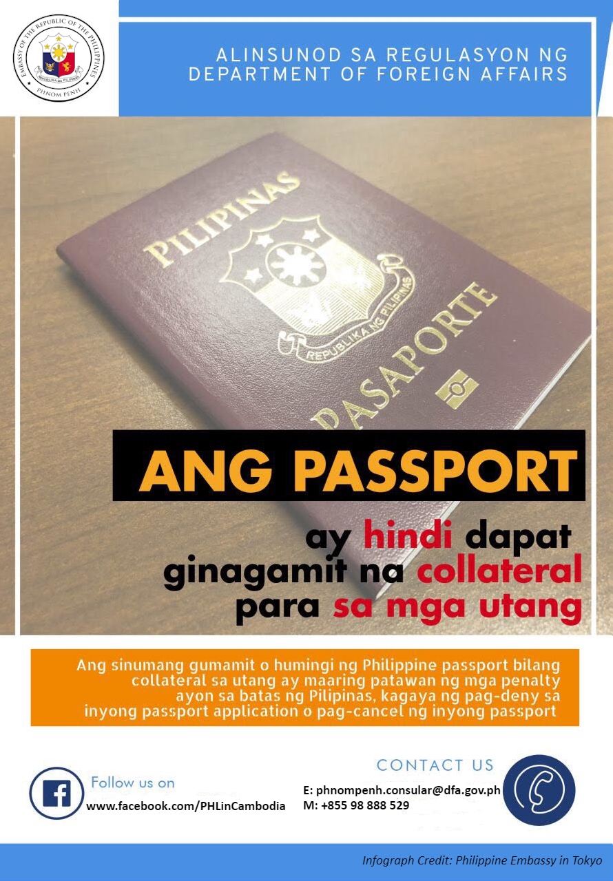 Infographics on Passport not for use as collateral