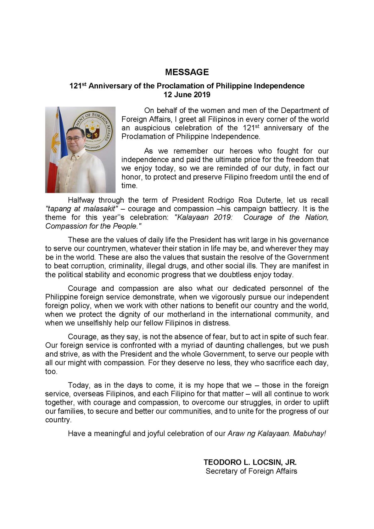 Kalayaan 2019 Message SFA Final